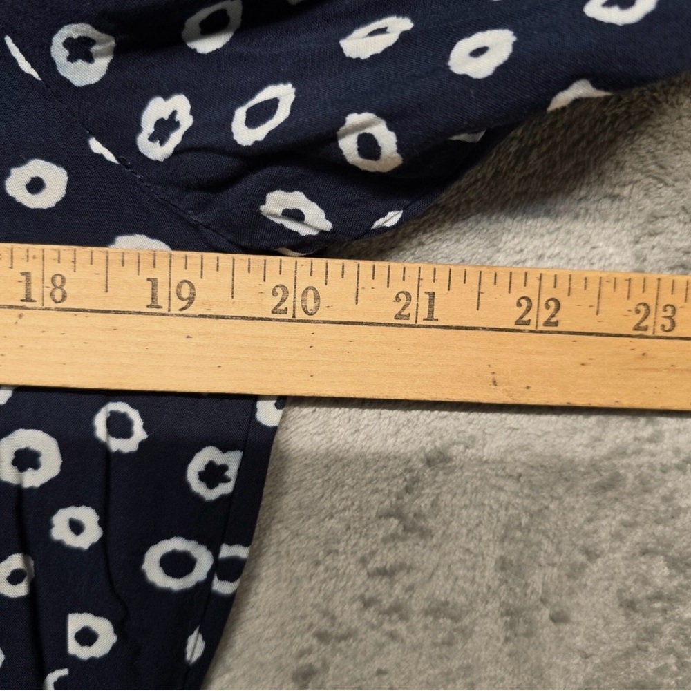 LOFT Blue White Dot Shirt Dress Small Lined Pockets Drawstring Waist - Picture 14 of 15